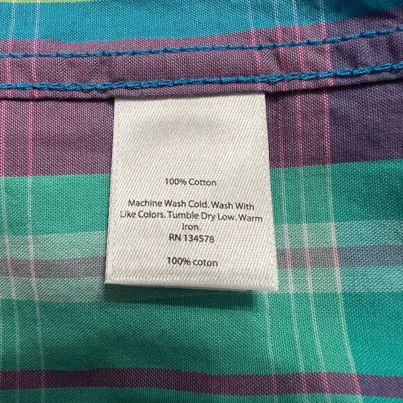 Vineyard Vines Shirt Men Large Slim Fit Tucker Button Up Casual Dress Green Blue - Picture 7 of 9